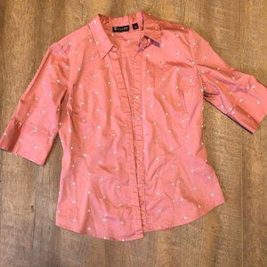 5/$20 Avenue  Button up polka dot womens top